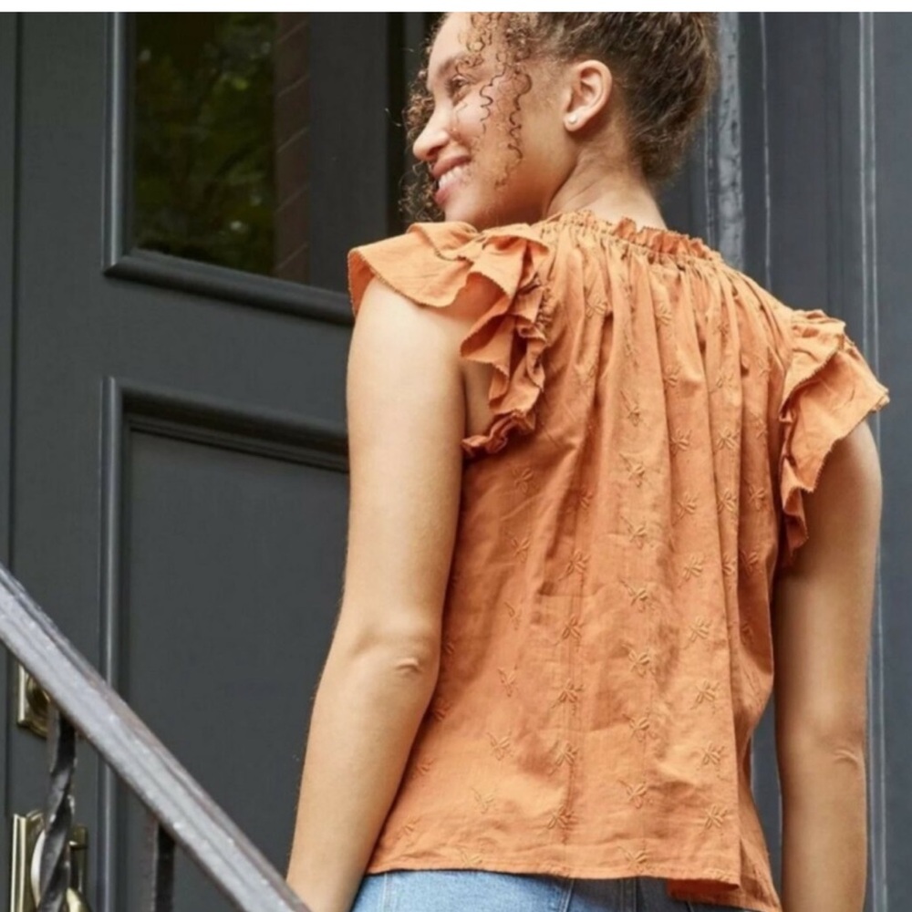 Target • Universal Thread • Embroidered Detail Flutter Ruffle Sleeve Top